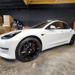 20 INCH NEW WHEELS FOR TESLA MODEL 3 SATIN BLACK WITH NEW TIRES !!!