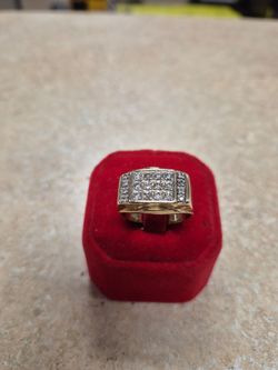 10k Yellow Gold Men's 20 Diamond Cluster Ring Band