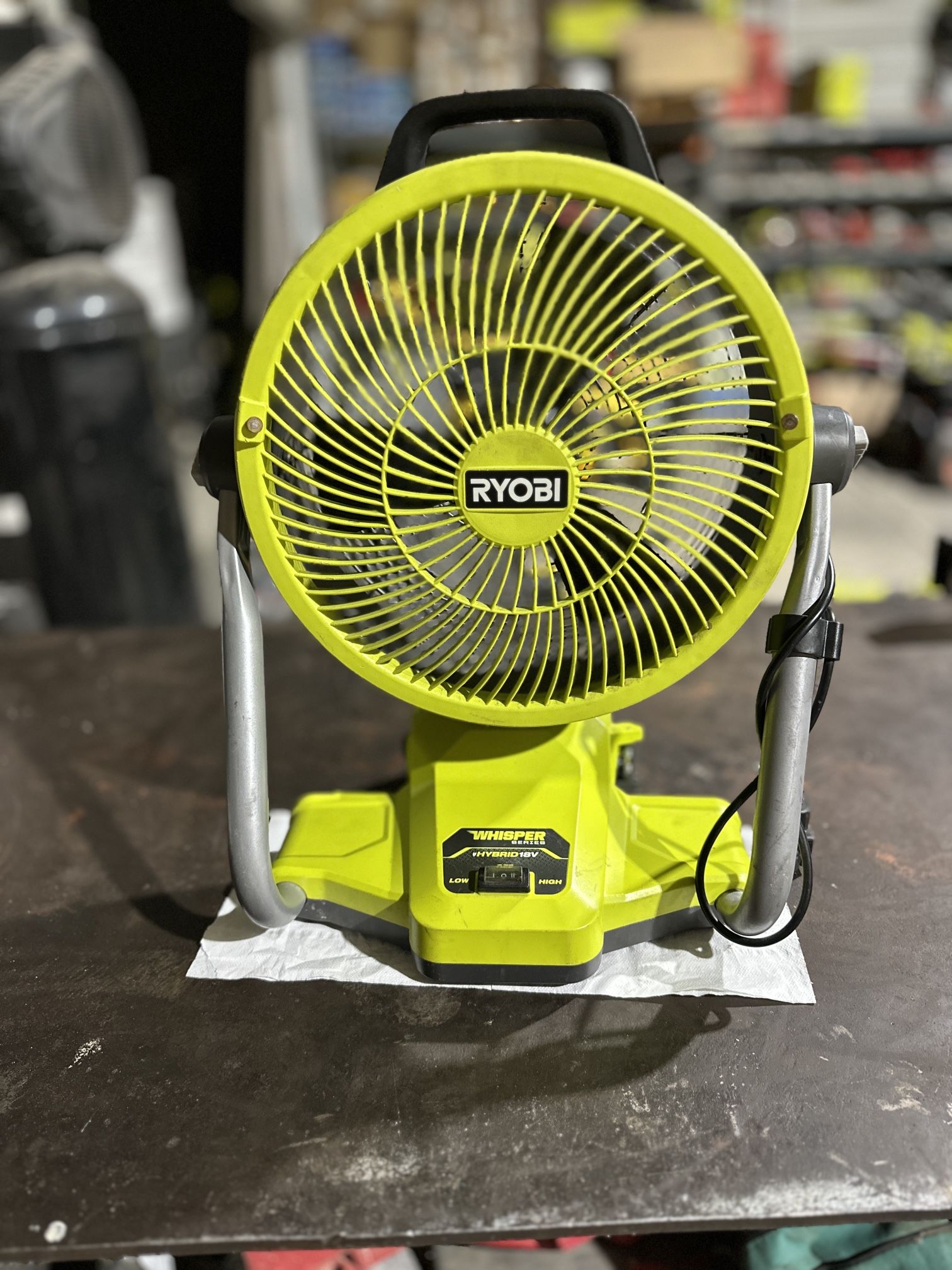 RYOBI ONE+ 18V Cordless Hybrid WHISPER SERIES 12 in. Misting Air Cannon Fan (Tool Only