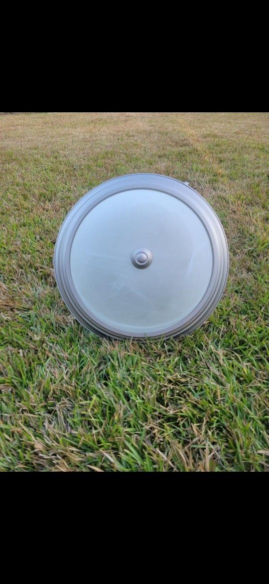 Ceiling Light Fixture – Brushed Nickel with Frosted Glass Dome Shade