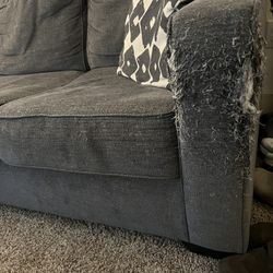 Grey Couch With 2 Decorative Pillows
