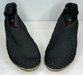 Bernie Mev women’s New York Black Woven Wedge Slip-Ons