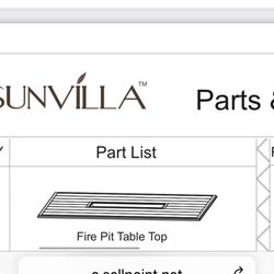 Sunvilla Lago Brisa Rectangular Fire pit Dining Table top.  