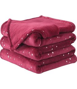 Twin Throw Blanket, Ultra Soft Thick Microplush Star Foil Print Bed Blanket 50x65''