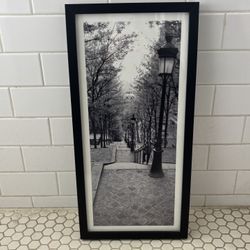 The Long Montmartre Stairs Paris Vintage Framed Wall Art Poster