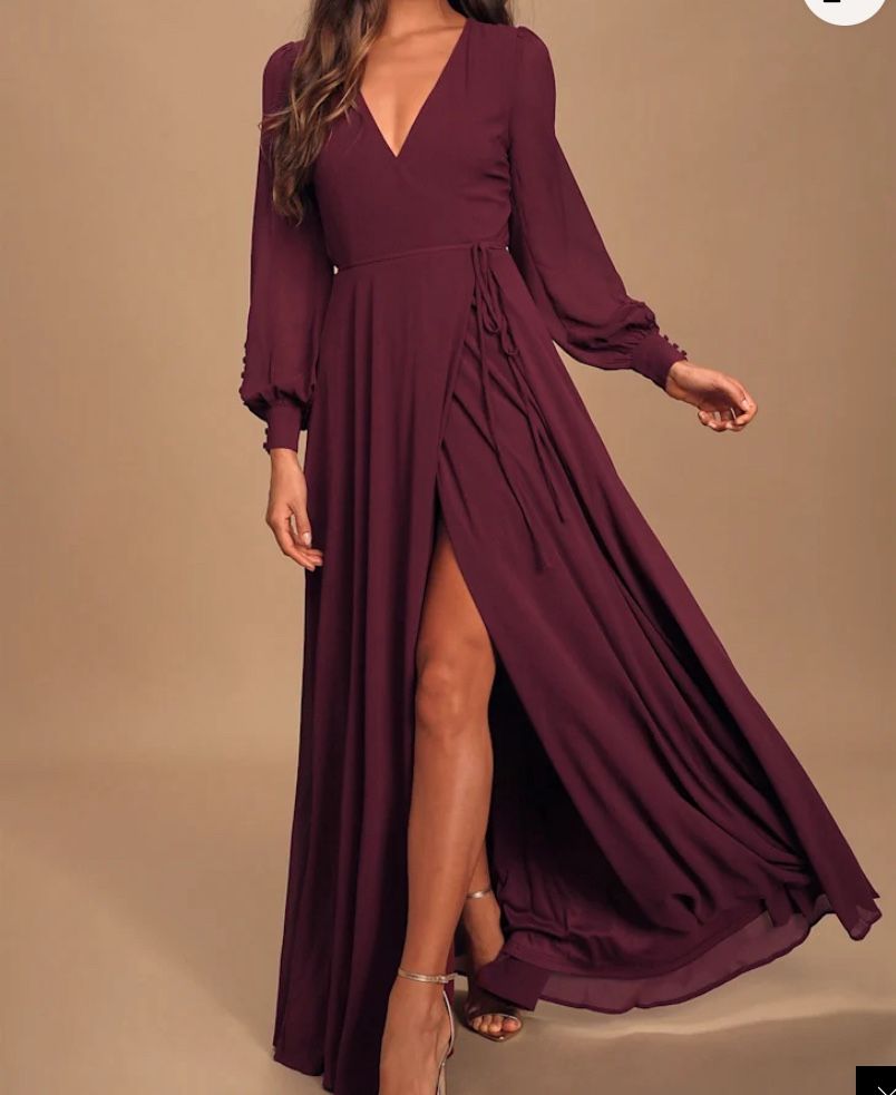 Lulus Burgundy Wrap Dress