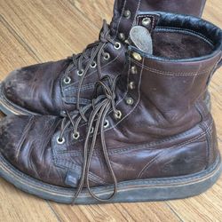 Men's Thorogood Brown Learher Combat Slip Resistant Work Boots 9