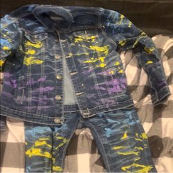 Bold Tie-Dye Jean Jacket with Vintage Charm