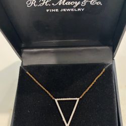 New WT Diamond Inverted Triangle Pendant in 14k Rose Gold $129