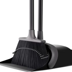 Broom with Dustpan Combo Set, Upgrade 52'' Long Handle Broom and Dustpan Set, Standing Dust pan and Brooms for Home Kitchen Office Lobby Floor, Dust P