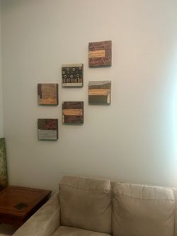 “BOMBAY” Set Of 6 Ceramic  Blocks Wall Art