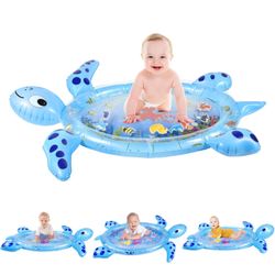 Inflatable Tummy Time Water Mat Sea Turtle Shape Play Mat for Baby Boy Girl 