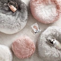 RH KASHMIR FAUX FUR BEAN BAG - DUSTY ROSE