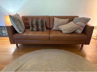 IKEA brown leather couch