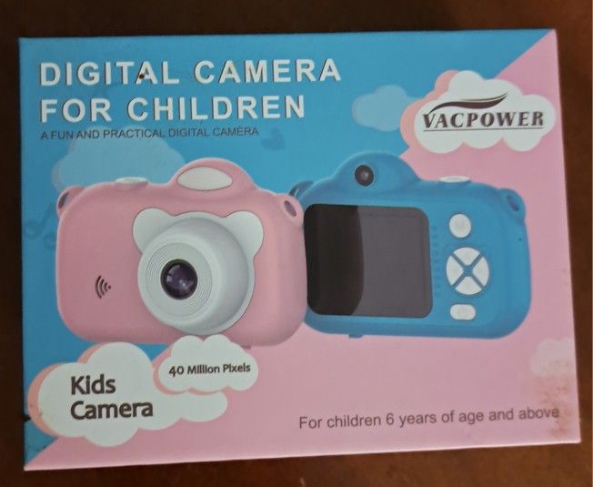 Vac Power Kids Camera, Pink In Color, 1080 P, Plus Connection, Strap Around The Neck, 40 Million Pixels