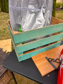 Free teal wood crate