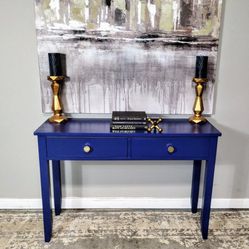 Blue Small Entryway Console Sofa Table 