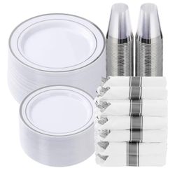 50 Guest Plastic Dinnerware Set