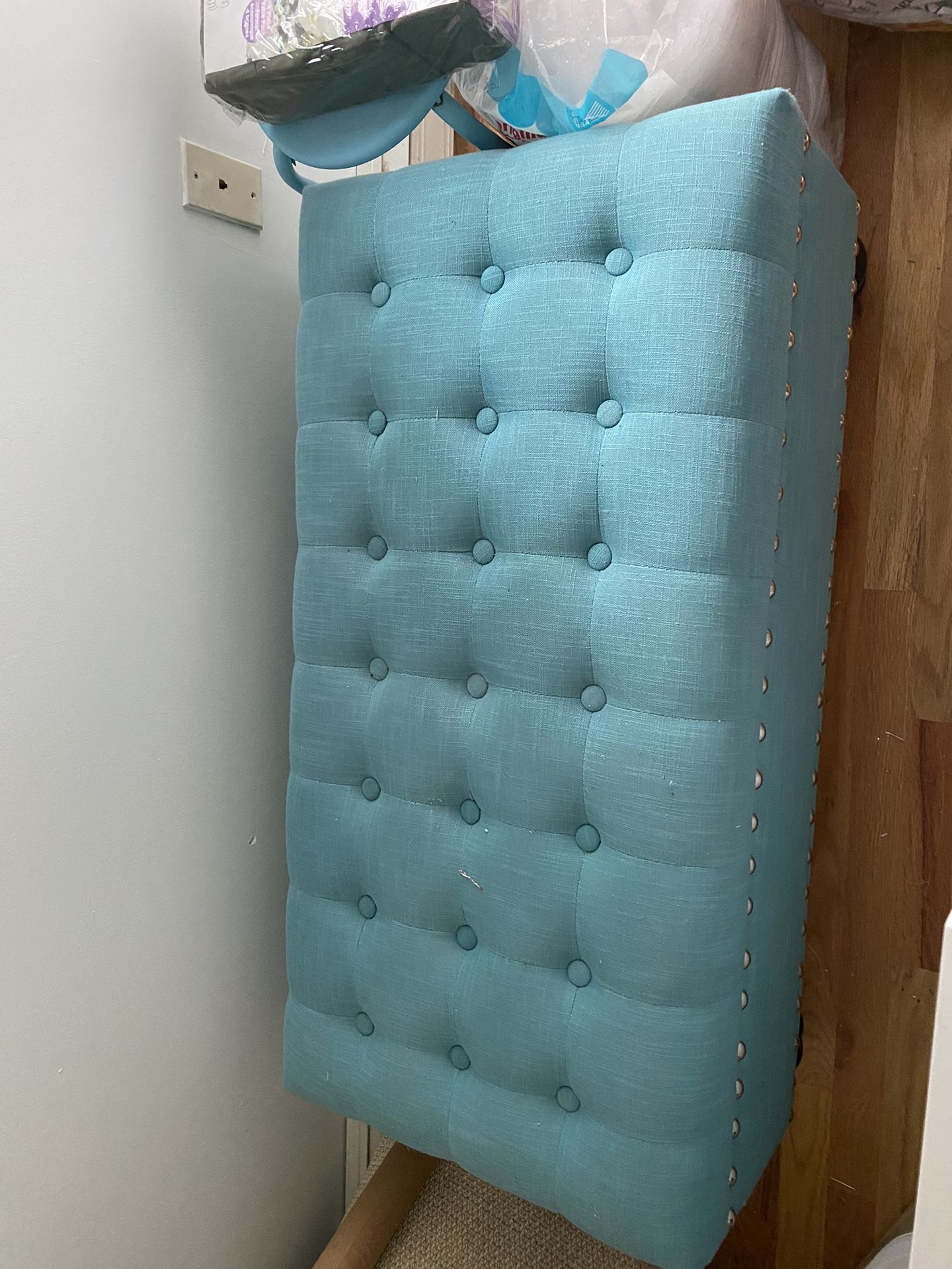 Tufted Ottoman Bench - Light Blue