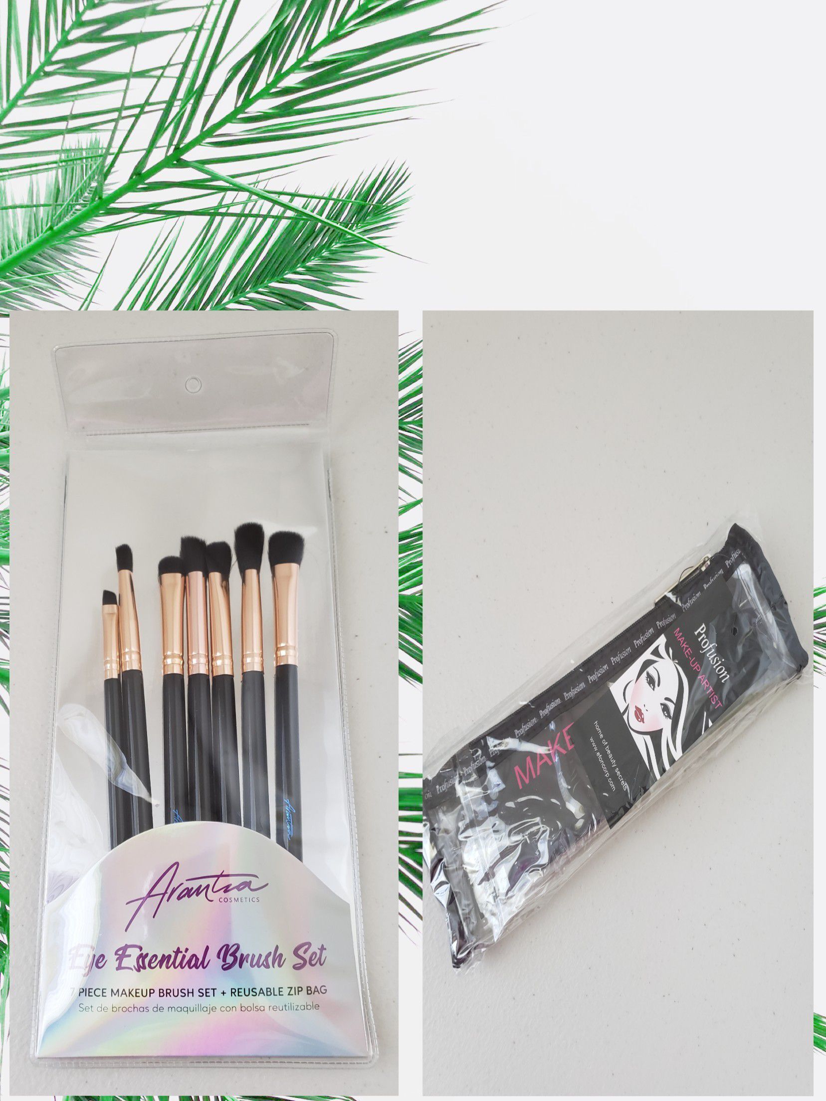 Arantza brushes and cosmetic bag