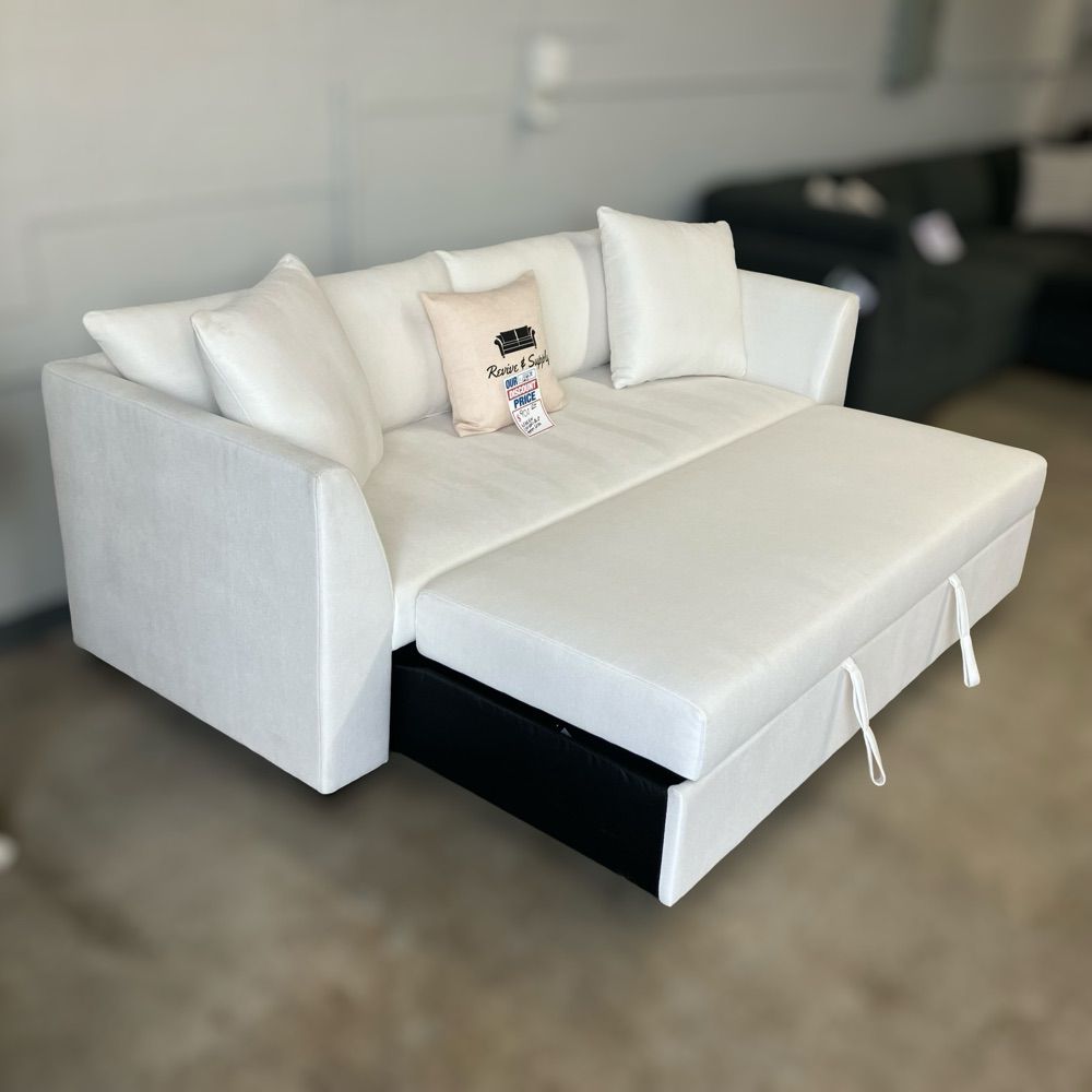 *NEW* Thomasville Marion White Fabric Convertible Sofa 🚛DELIVERY AVAILABLE