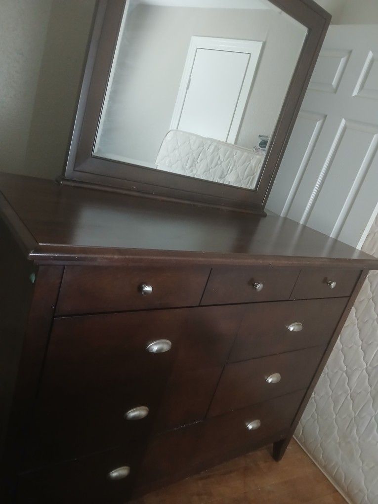 Dresser With Mirror & Two Night Stands