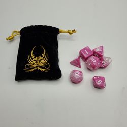 Pink Dnd Dice Set With Bag