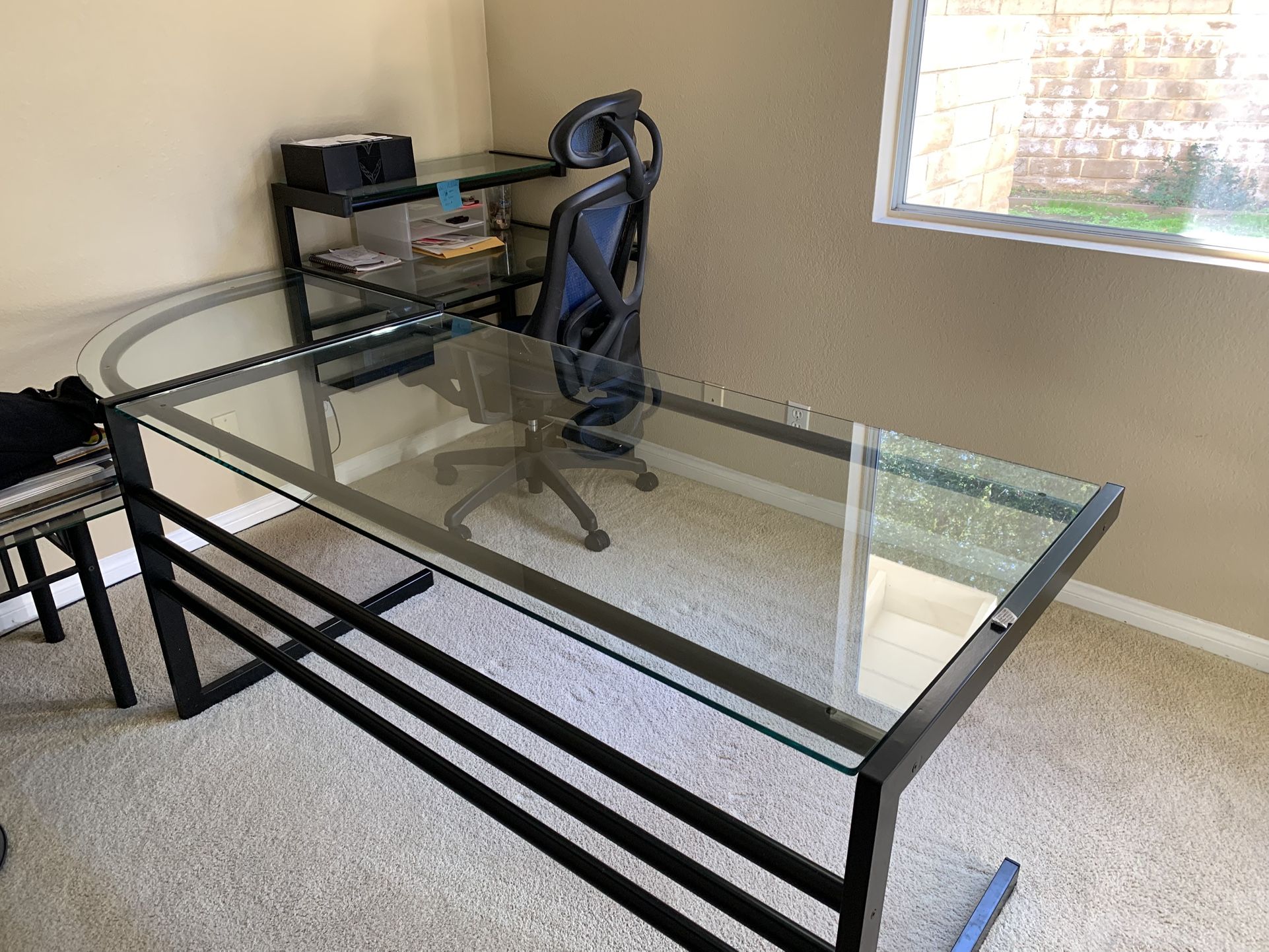 Glass Top Desk With Compute Table