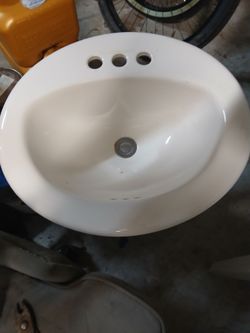 White Oval Drop-In Bathroom Sink