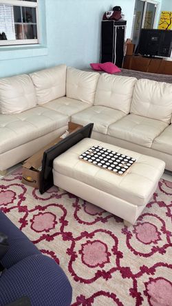 Cream color L-shape couch