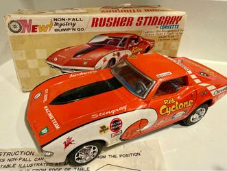 Vintage Taiyo Rusher Corvette Stingray Red Cyclone Bump N Go Car