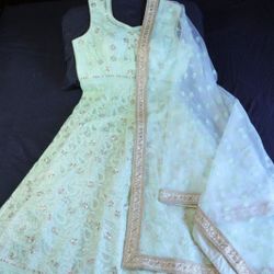 Indian Indowestern Fashion Formal Wedding Anarkali Dress & Dupatta (Size 16/1X)