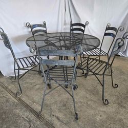 Heavy Outdoor Wrought Iron Patio Set w/Paint