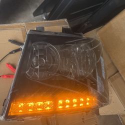 07-14 Chevy Tahoe Suburban Smoke Black LED Headlights