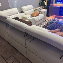Genuine Leather Reclining Sectional