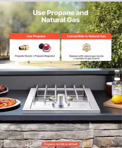 Single Grilling Side-Burner, Stainless Steel Built-In 1-Burner, Side Burner 17,000 BTU Liquid Propane Burner.   VEVOR Model # GSB1L   L-5529