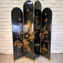 Asian Black Painted Room Divider 4 Panels