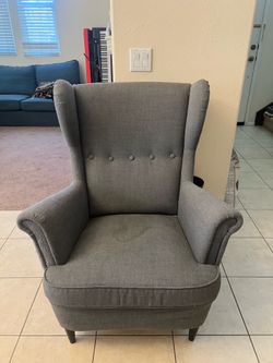 Gray Tufted Wingback Accent Chair