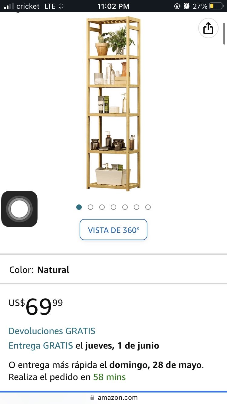 VIAGDO Bamboo Bathroom Shelf 6-Tier, 64.2″ Height Narrow Shelving Unit, Multifunctional Storage Rack, Plant Stand Wood Corner Shelf For Kitchen, Livin