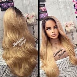 Human Hair Blended Lace Front Wig 