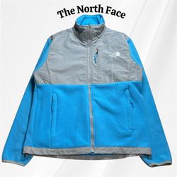The North Face Womens Fleece Jacket Full Zip Blue Gray Medium Outdoor Casual