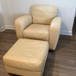 Leather Club Chair With Ottoman