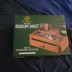 Woodbury Wood Jewelry Valet with Charging Station