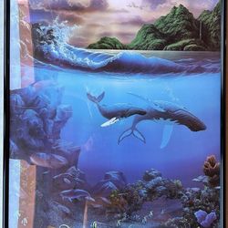 Large Ocean Whale Framed Wall Art – 25x37 (Miller)