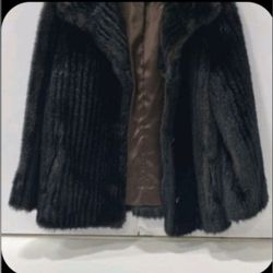 Russell Taylor Designer Elegant Black Fur Coat Jacket