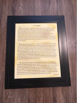Bob marley love quote professionally frame in a beautiful wooden frame