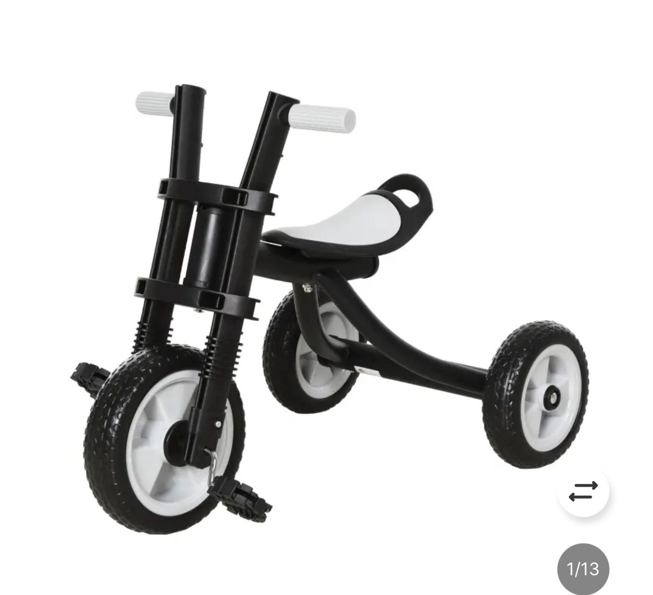 Qaba 3 Wheel Kids Tricycle Toddler Walking Trikes with Adjustable Seat for 3-6 Years old Boys & Girls Black