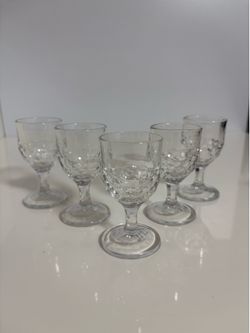Vintage Kings Crown Clear Glass Cordial Liqueur Glasses Set of 5