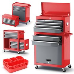 Tool Chest 8-Drawer | 42'' Large Rolling Tool Chest with Wheels | Detachable Top Metal Tool Box | Garage Storage Cabinet for Repair Room,Warehouse | R