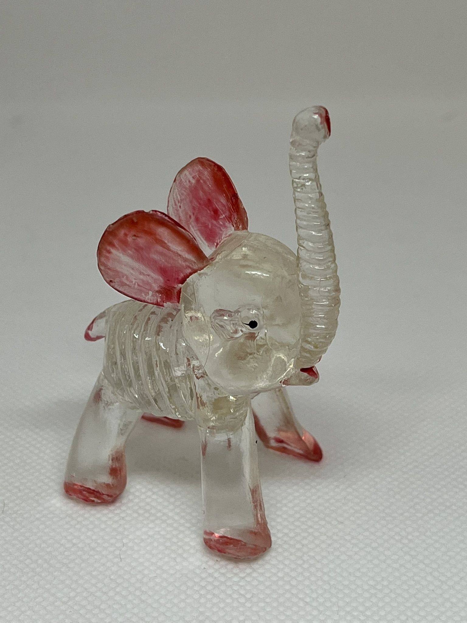 Vintage Elephants Figures Lucite Acrylic Hong Kong Clear Pink
